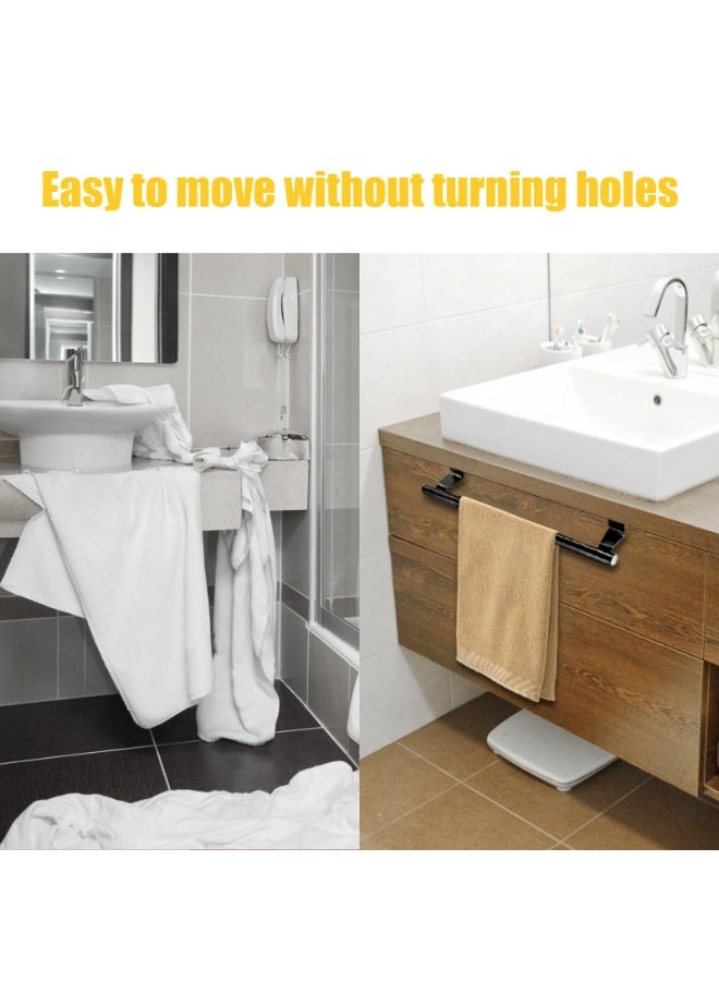 2 Pack 9 Inch Towel Holder, Black Bathroom Towel Bar Stainless Steel Hand Towel Rack, Over Cabinet Door Towel Bar for Kitchen Bathroom - Image 5